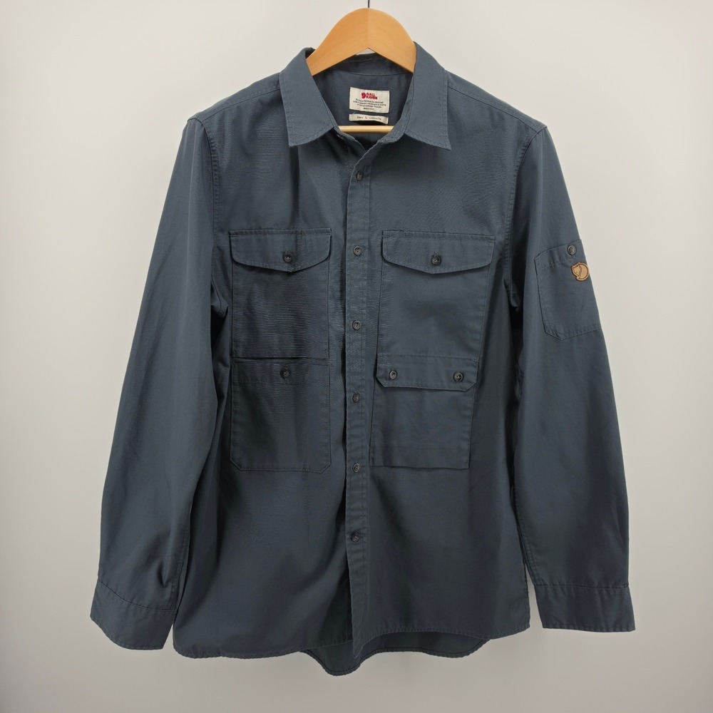Fjallraven Ovik Shade Pocket Shirt Mens Large Comfort Fit Grey Ripstop